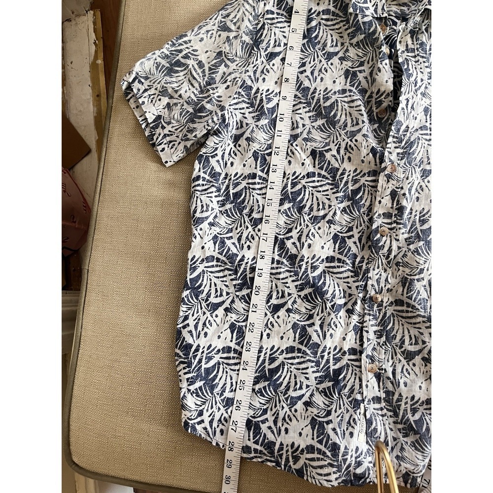 Heritage Linen Button Up Shirt Short Sleeve Floral Boho Summer Beachy Casual L - Picture 5 of 8